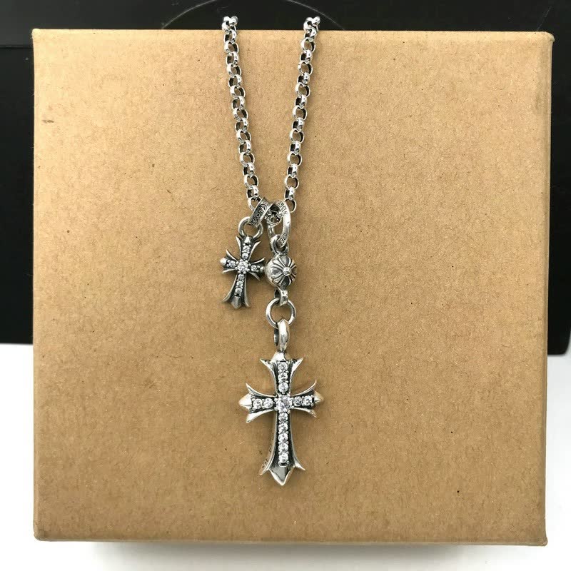 Chrome Hearts Silver Cross Pendant Necklace